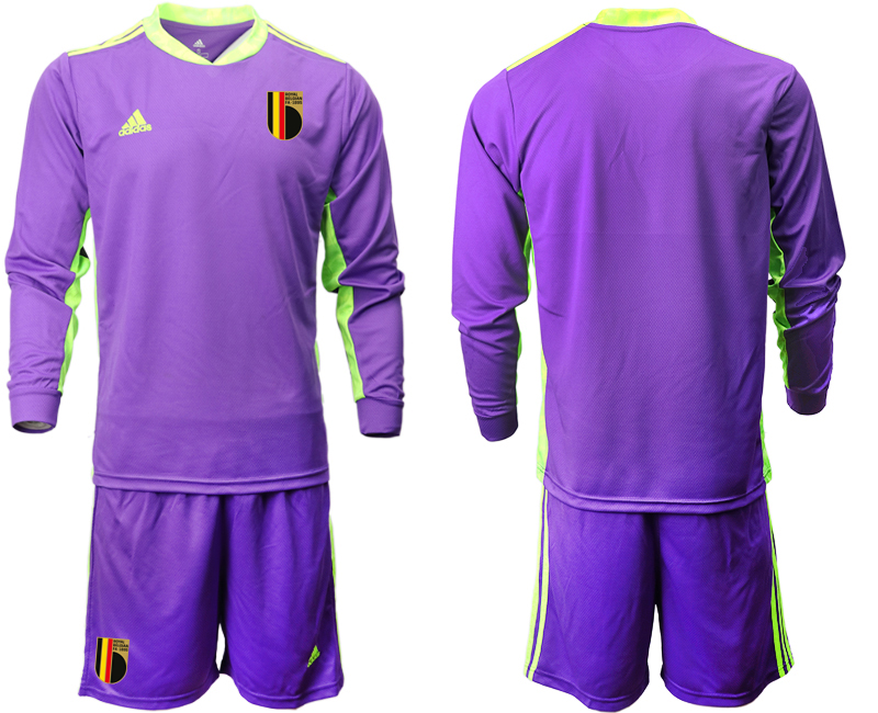 Cheap Men 2021 European Cup Belgium purple Long sleeve goalkeeper Soccer Jersey1